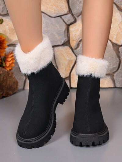 stylub Faux Fur Trim Suede Platform Boots