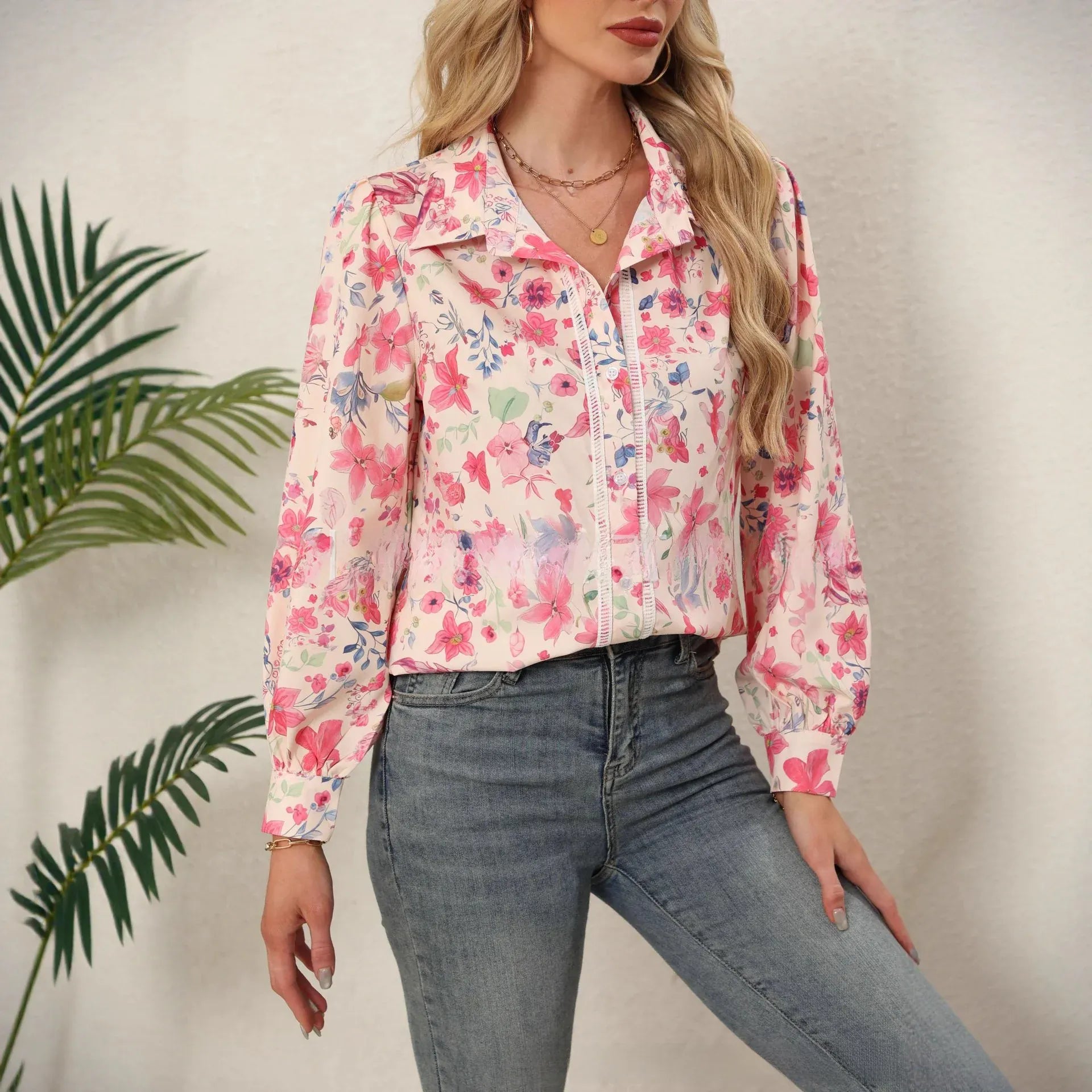 Stylub Floral Print Long Sleeve Women's Shirt - Casual Elegant Style