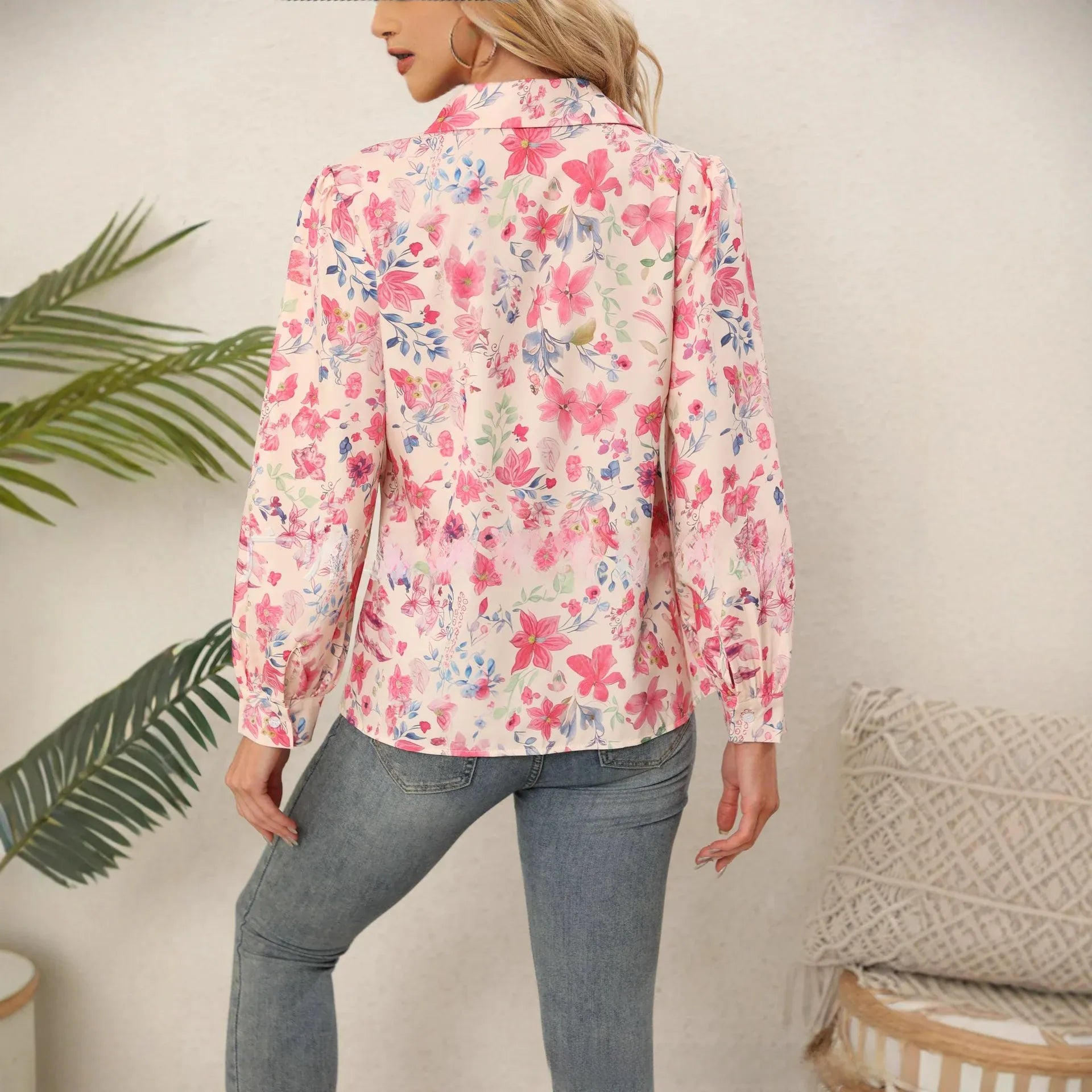 Stylub Floral Print Long Sleeve Women's Shirt - Casual Elegant Style