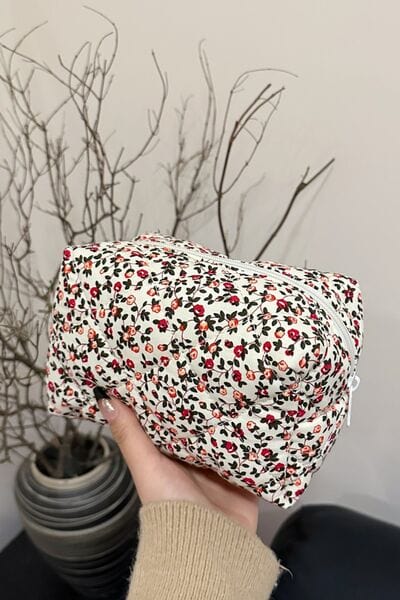 stylub Floral Quilted Clutch with Plaid Lining