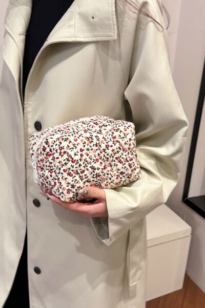 stylub Floral Quilted Clutch with Plaid Lining