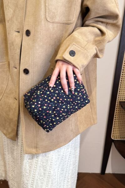 stylub Floral Quilted Clutch with Plaid Lining