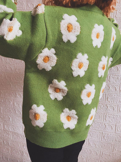 stylub Flower Round Neck Long Sleeve Sweater