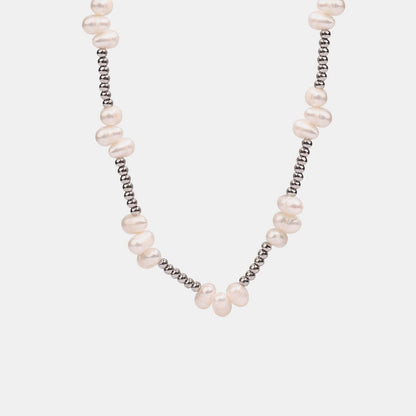 stylub Freshwater Pearl Titanium Steel Bead Necklace