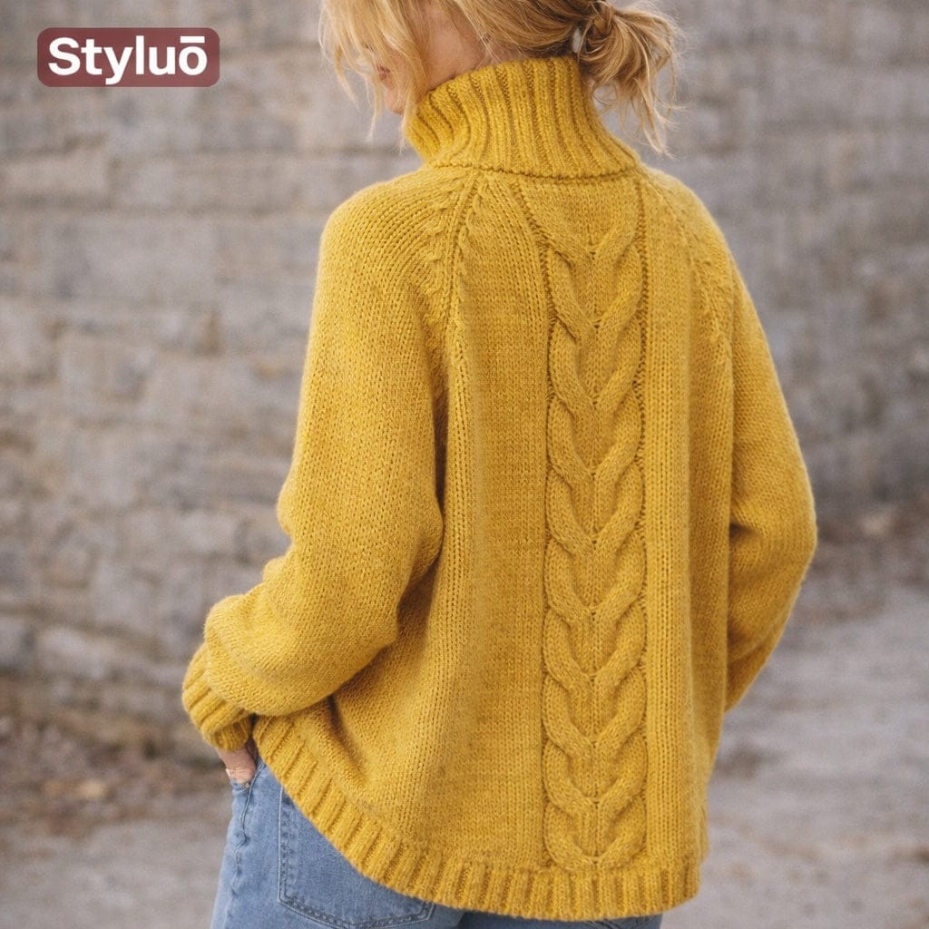 Stylub Full Size Cable-Knit Long Sleeve Sweater Plus Size