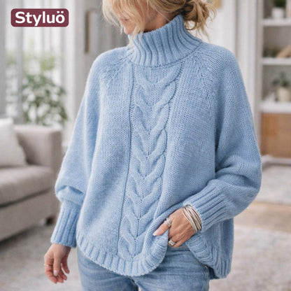 Stylub Full Size Cable-Knit Long Sleeve Sweater Plus Size