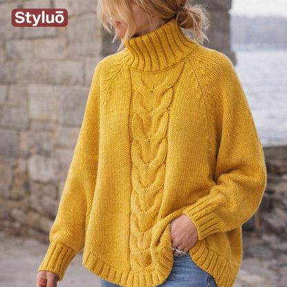 Stylub Full Size Cable-Knit Long Sleeve Sweater Plus Size