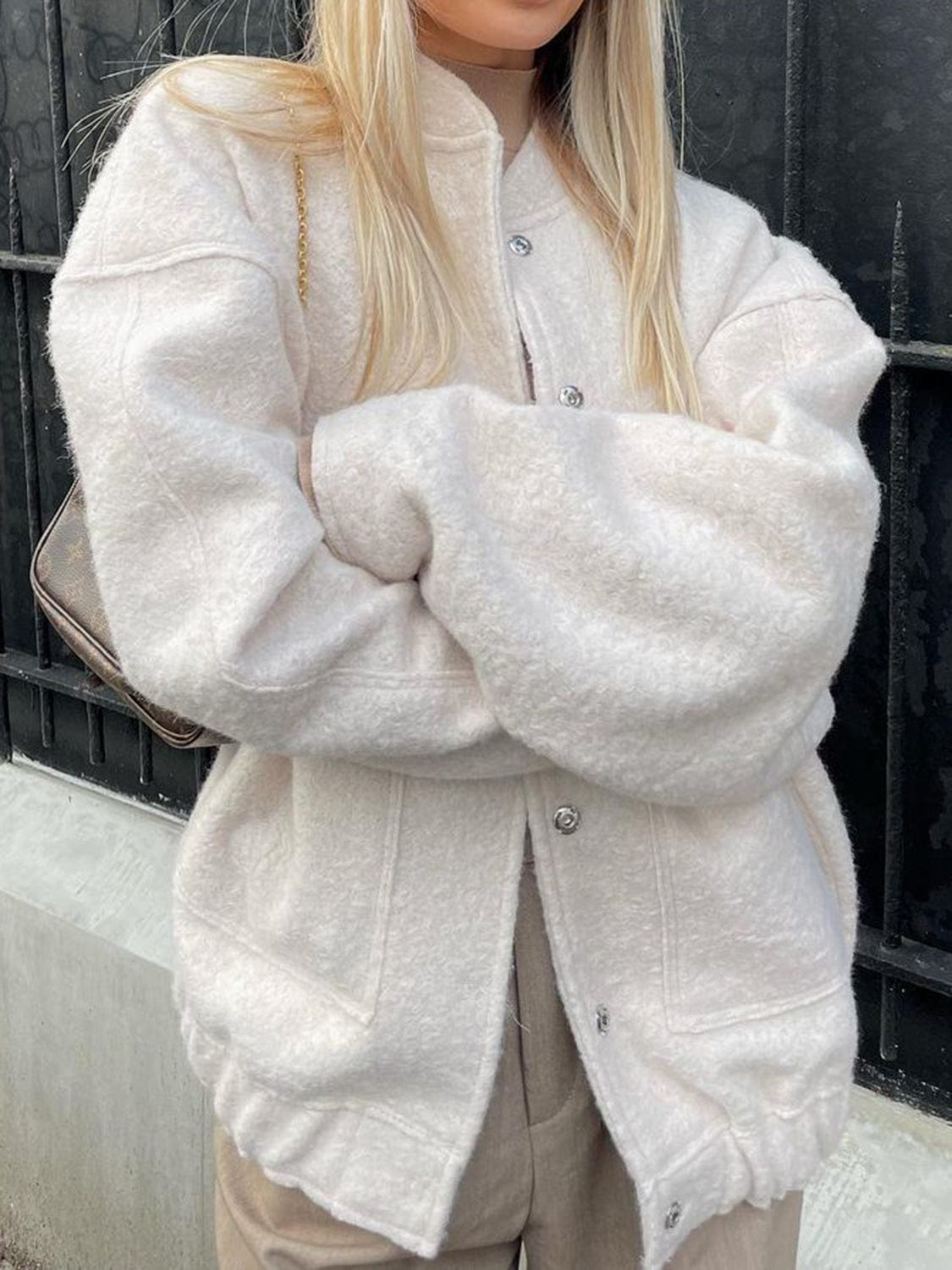 stylub Full Size Snap Down Drop Shoulder Jacket