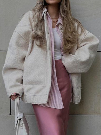 stylub Full Size Snap Down Drop Shoulder Jacket