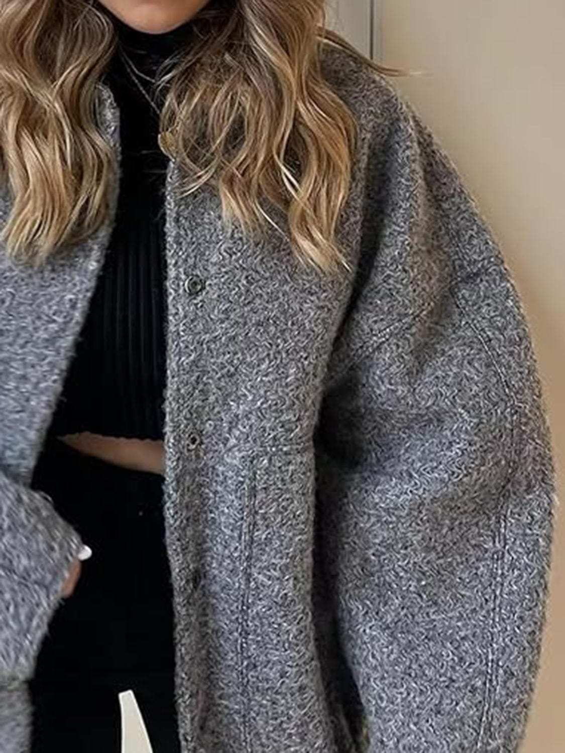 stylub Full Size Snap Down Drop Shoulder Jacket