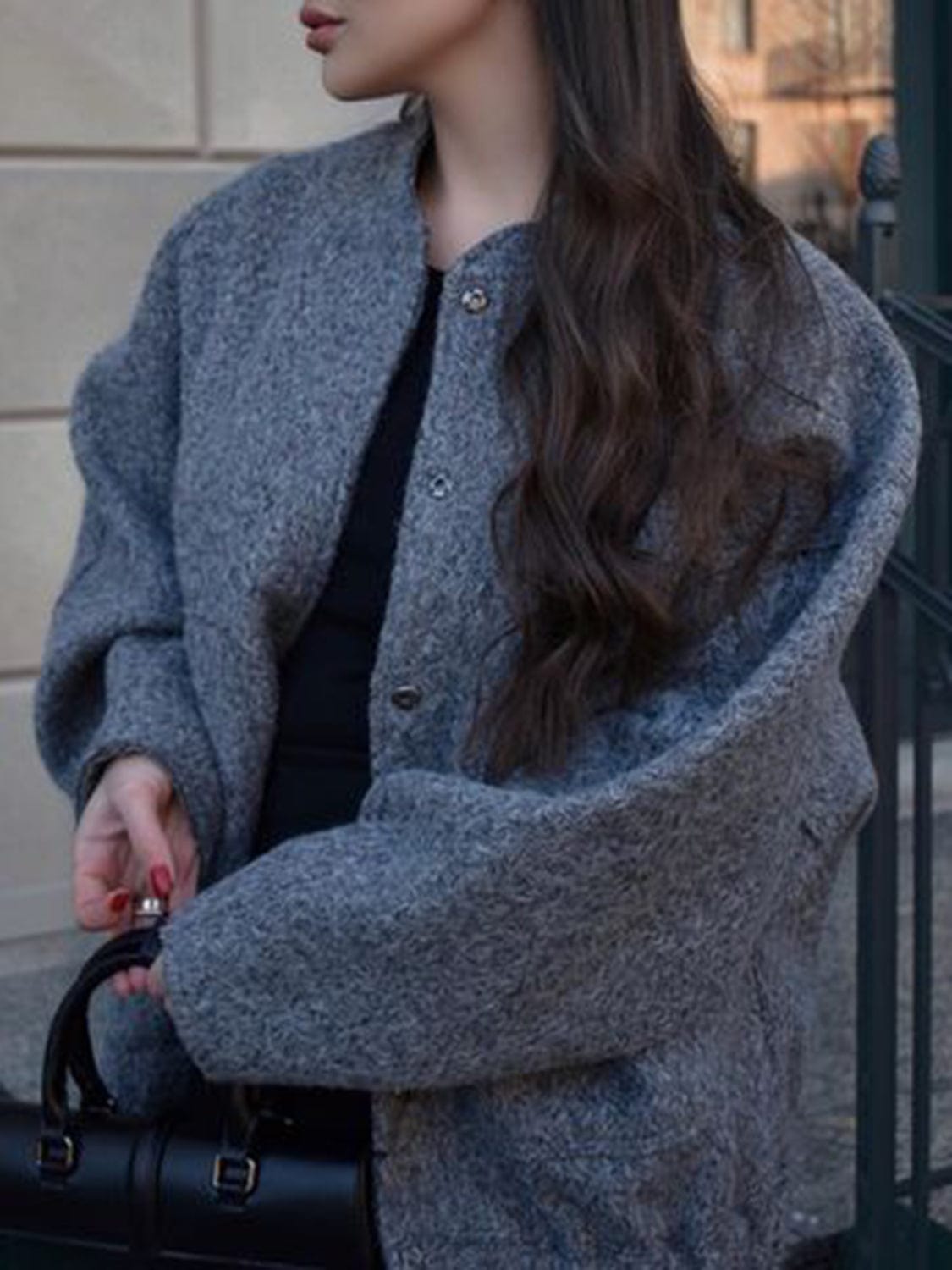 stylub Full Size Snap Down Drop Shoulder Jacket