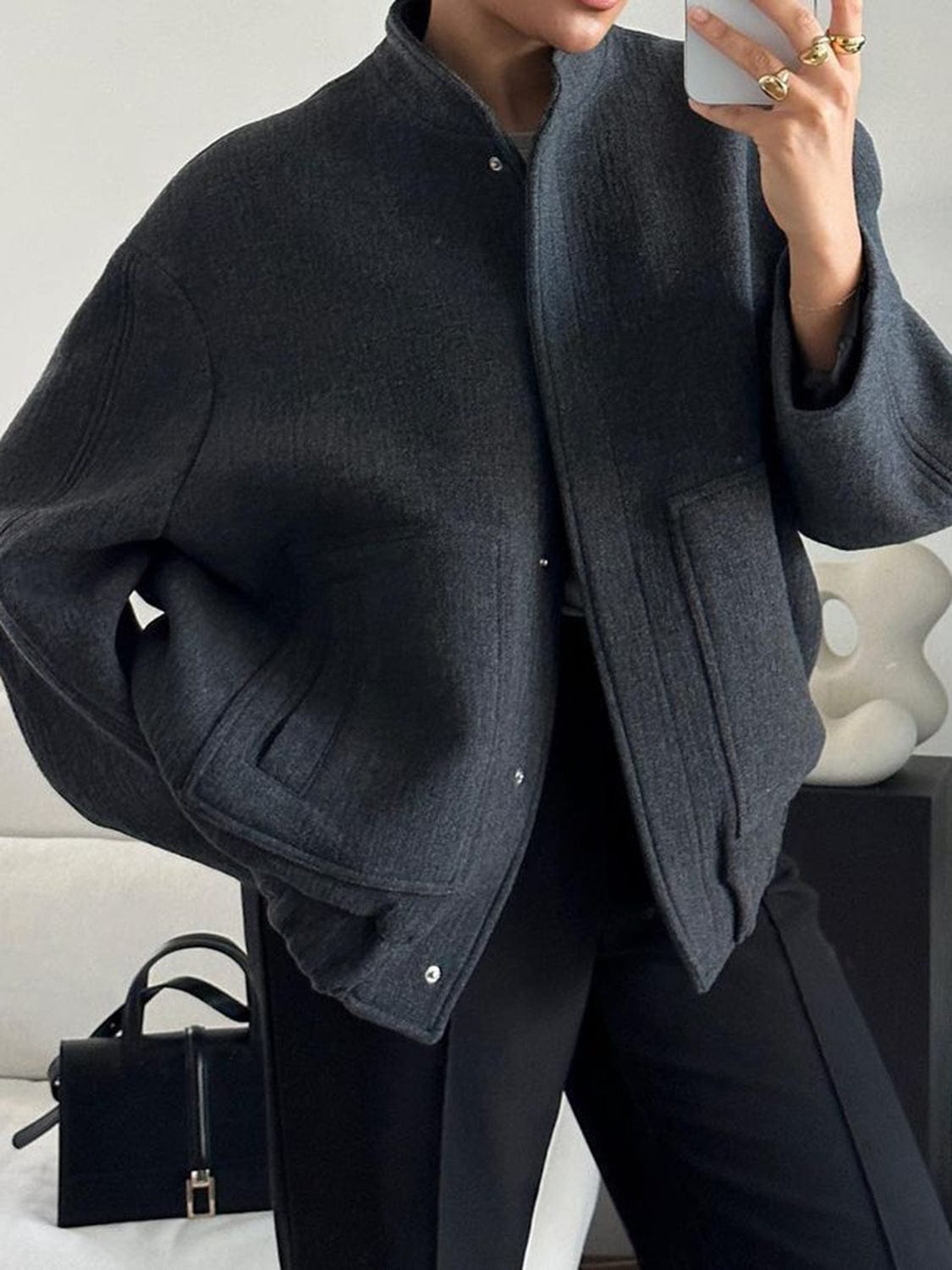 stylub Full Size Snap Down Drop Shoulder Jacket