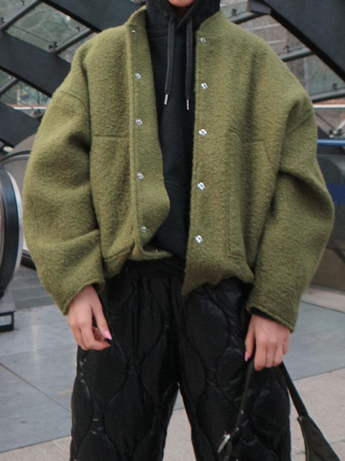 stylub Full Size Snap Down Drop Shoulder Jacket