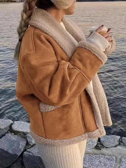 stylub Fuzzy Collared Neck Long Sleeve Jacket