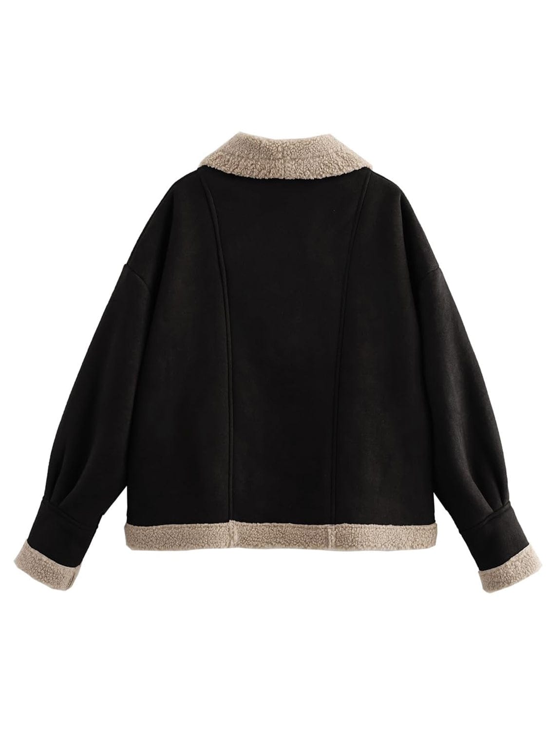 stylub Fuzzy Collared Neck Long Sleeve Jacket