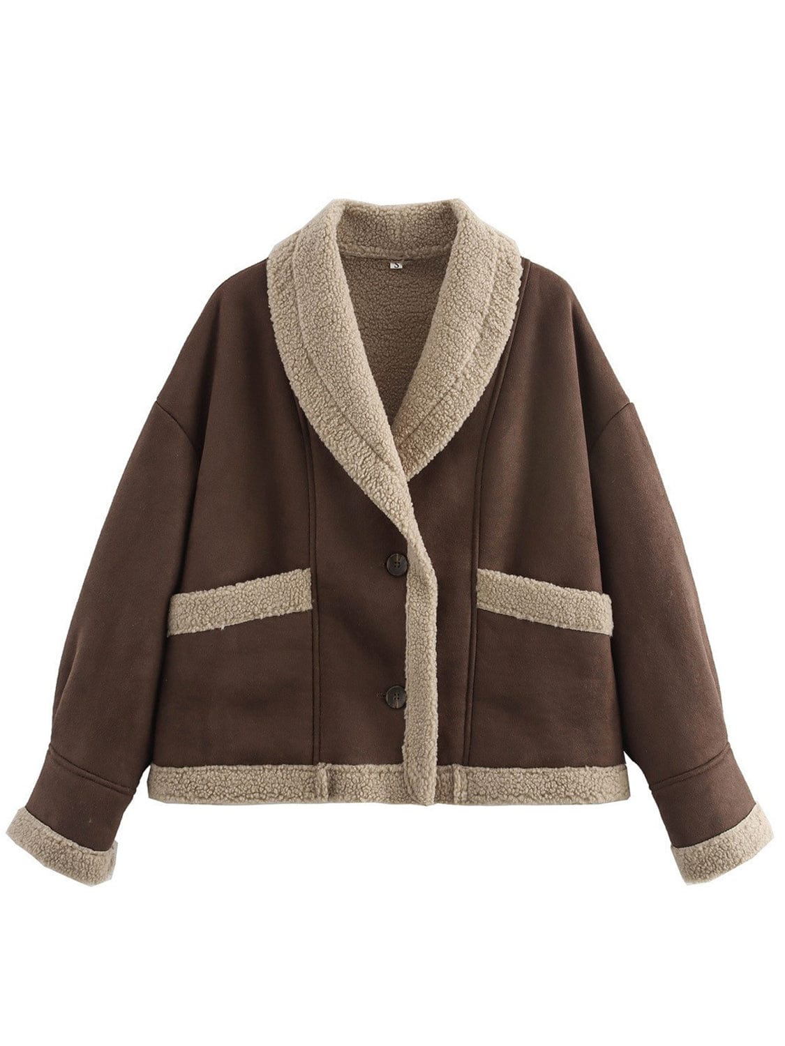 stylub Fuzzy Collared Neck Long Sleeve Jacket