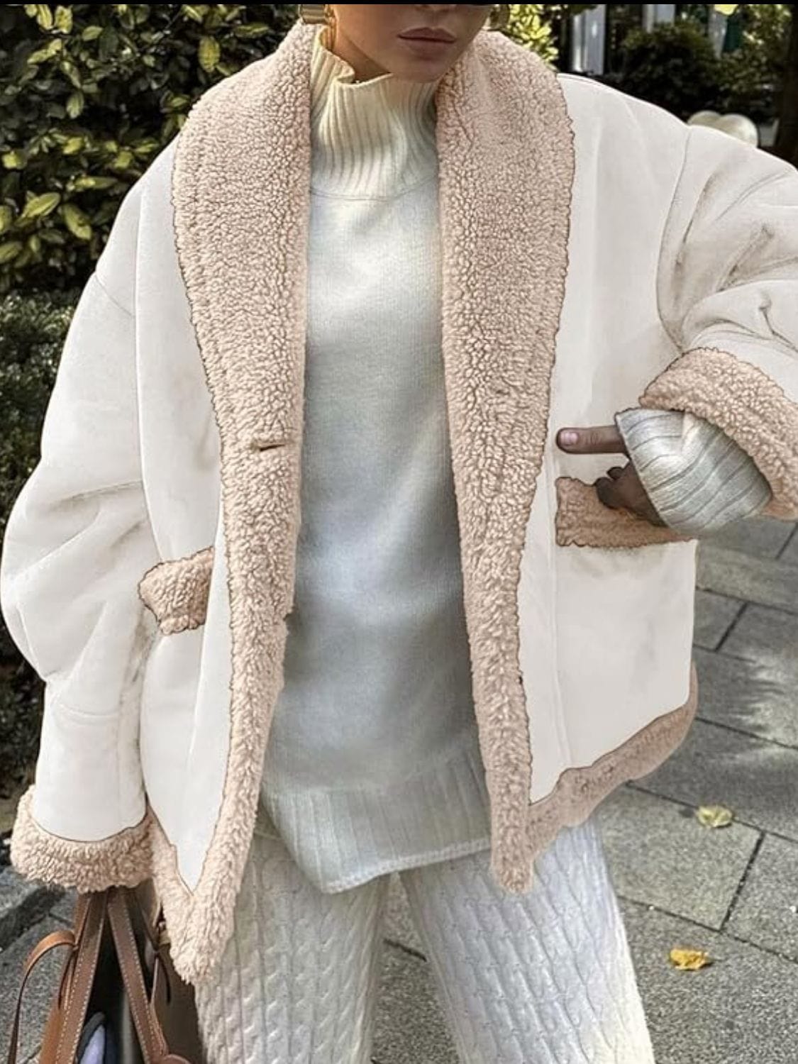 stylub Fuzzy Collared Neck Long Sleeve Jacket