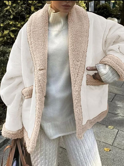 stylub Fuzzy Collared Neck Long Sleeve Jacket