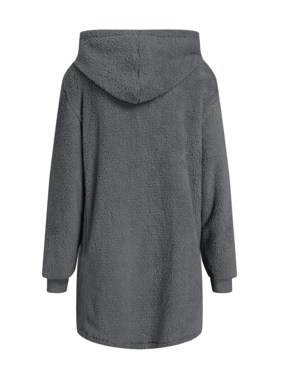stylub Fuzzy Pocketed Zip Up Long Sleeve Hooded Jacket