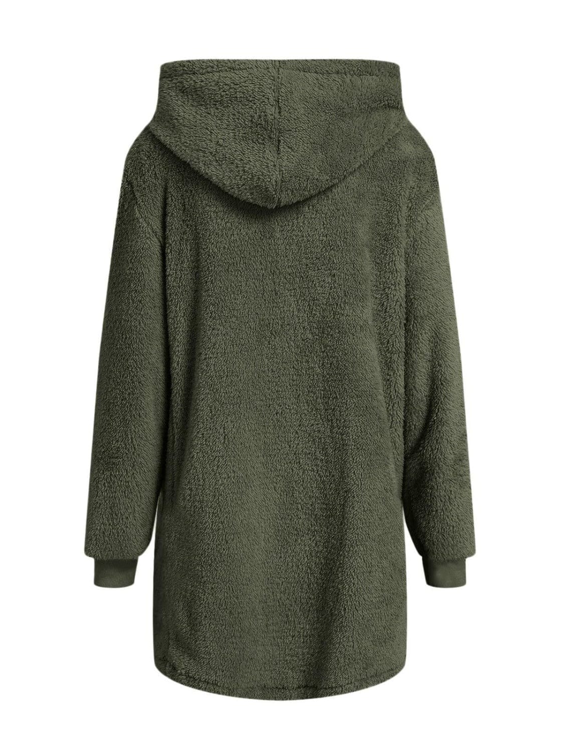 stylub Fuzzy Pocketed Zip Up Long Sleeve Hooded Jacket