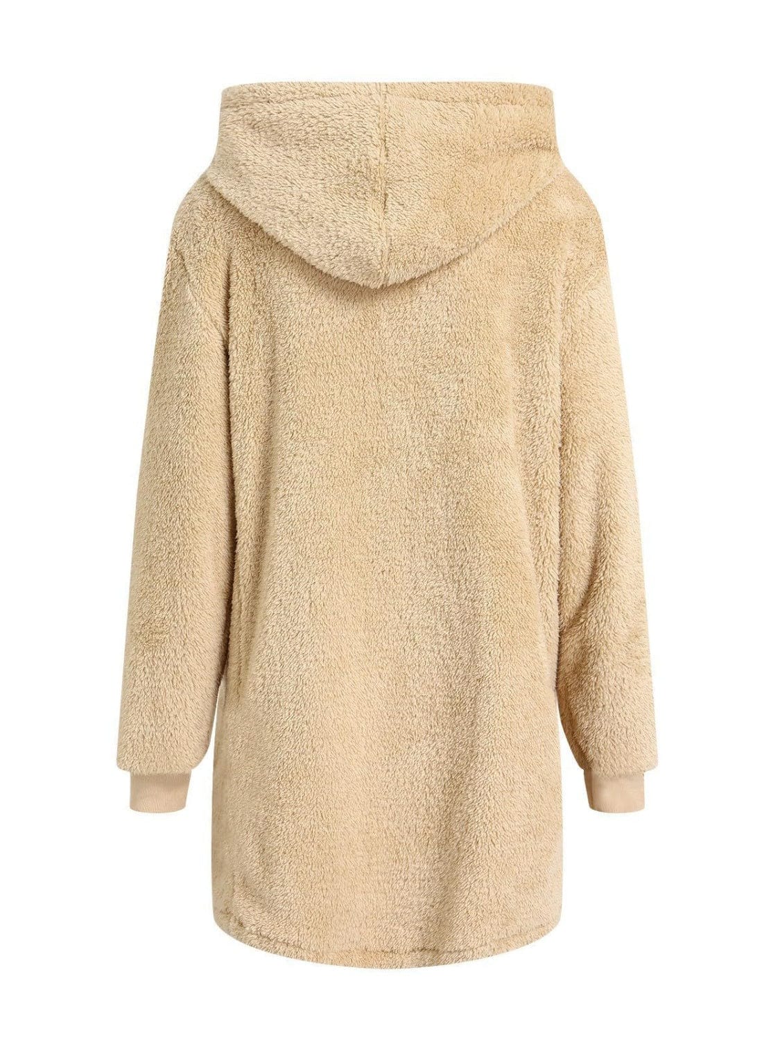 stylub Fuzzy Pocketed Zip Up Long Sleeve Hooded Jacket