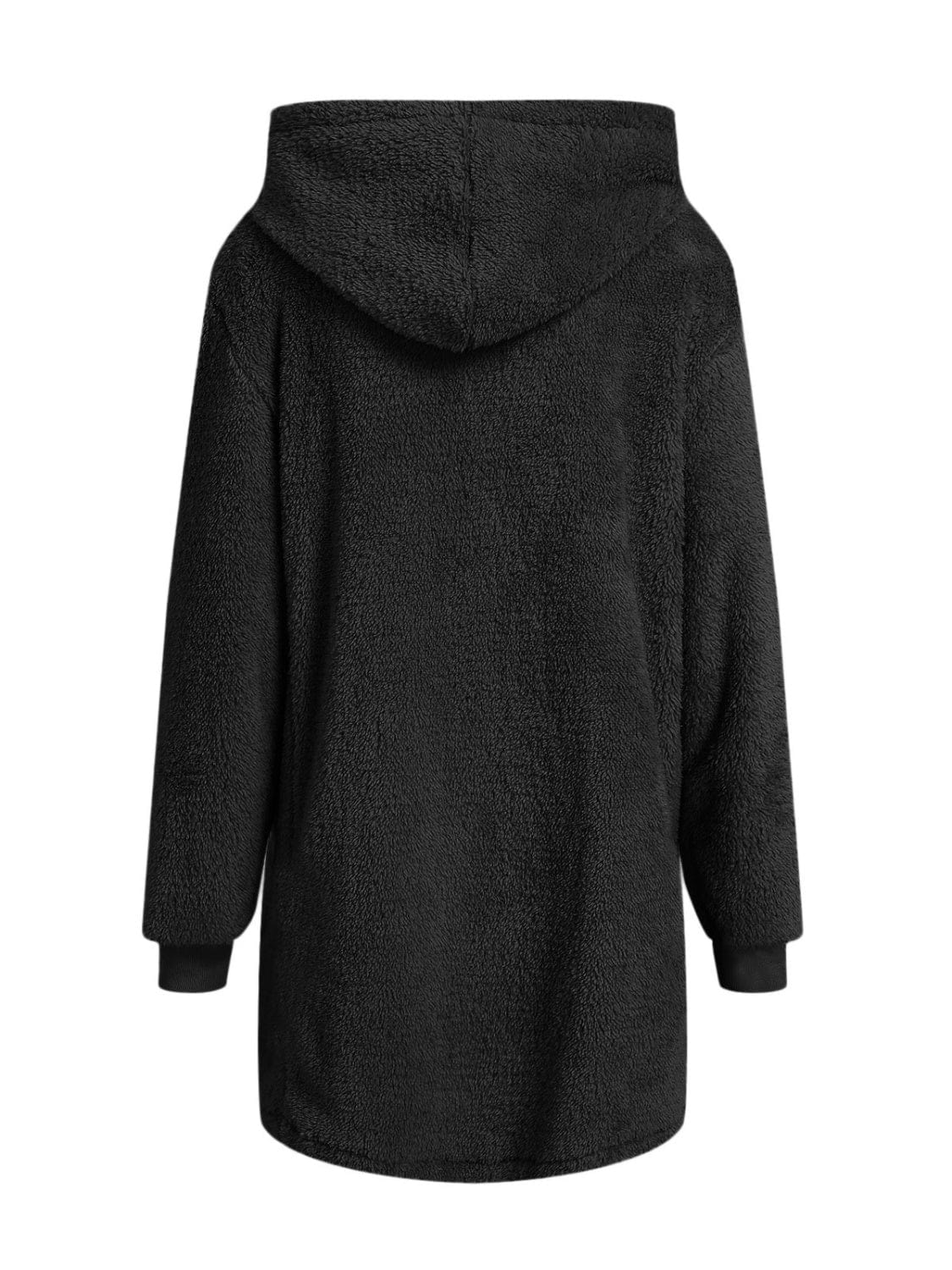 stylub Fuzzy Pocketed Zip Up Long Sleeve Hooded Jacket