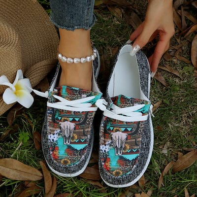 stylub Geometric Round Toe Flat Slip-Ons