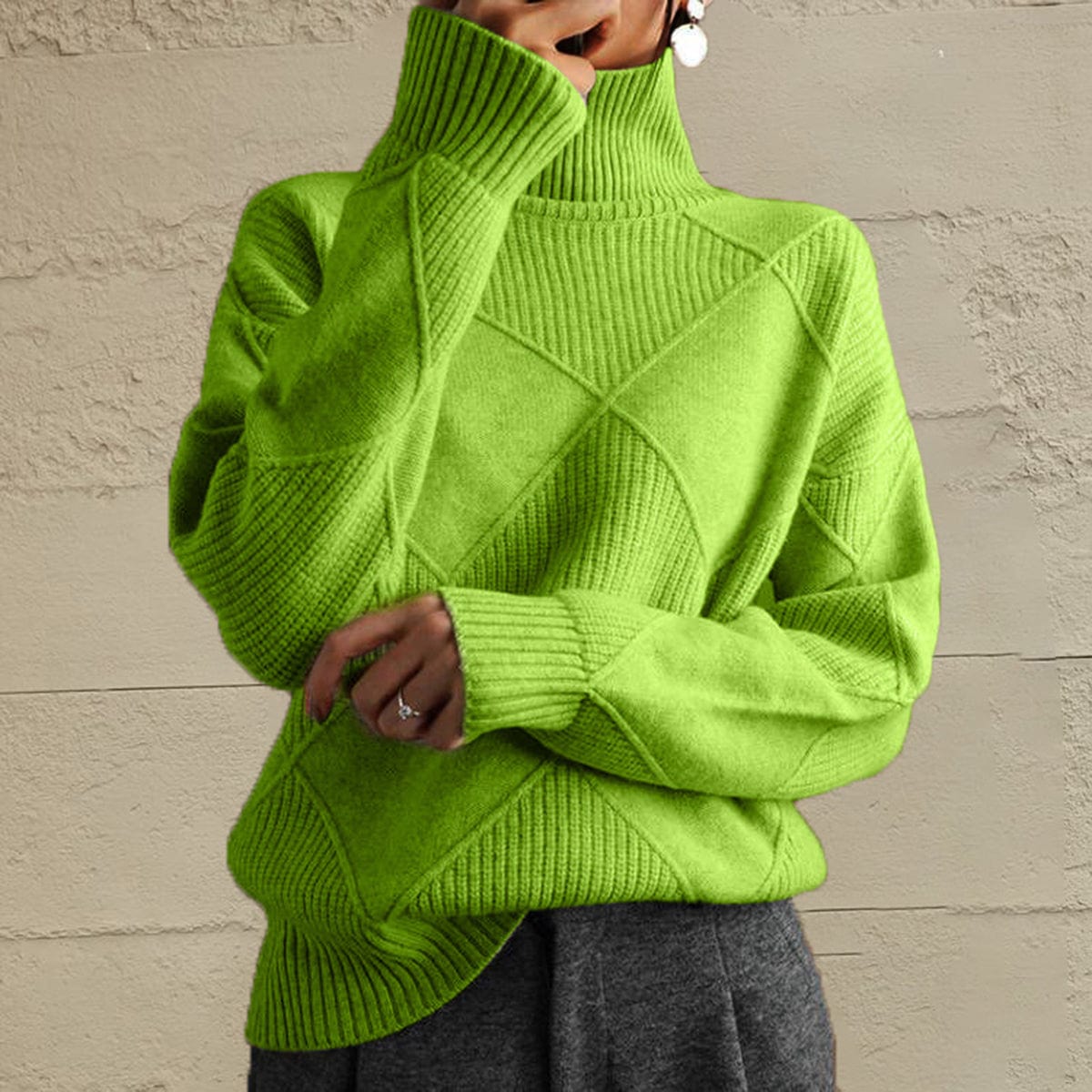 stylub Geometric Turtleneck Long Sleeve Sweater
