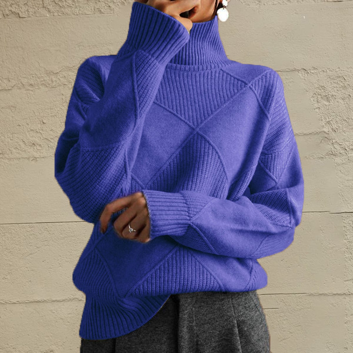 stylub Geometric Turtleneck Long Sleeve Sweater