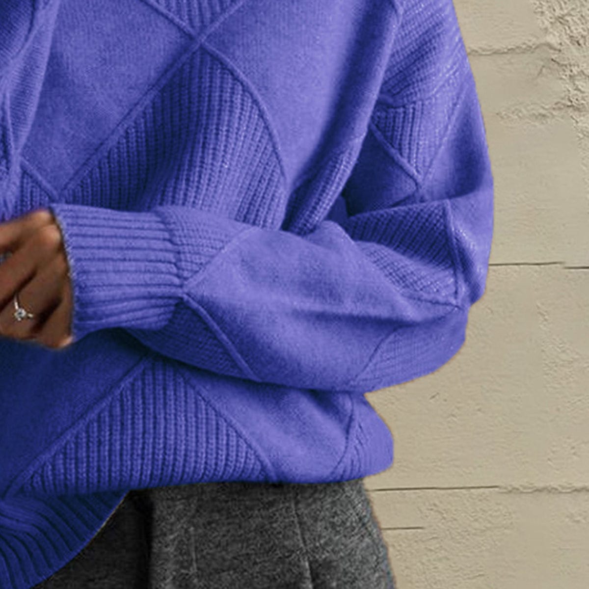 stylub Geometric Turtleneck Long Sleeve Sweater