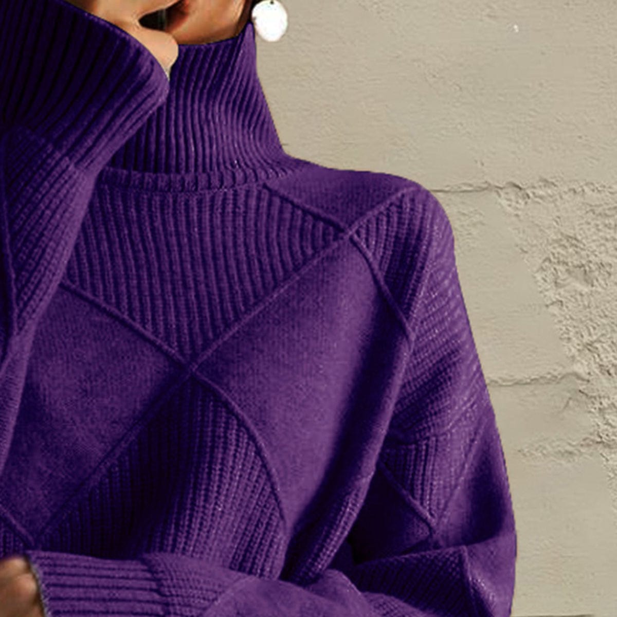 stylub Geometric Turtleneck Long Sleeve Sweater