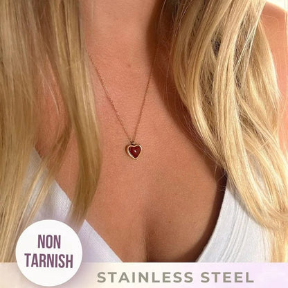 stylub Gold Heart Necklace with Red Stone