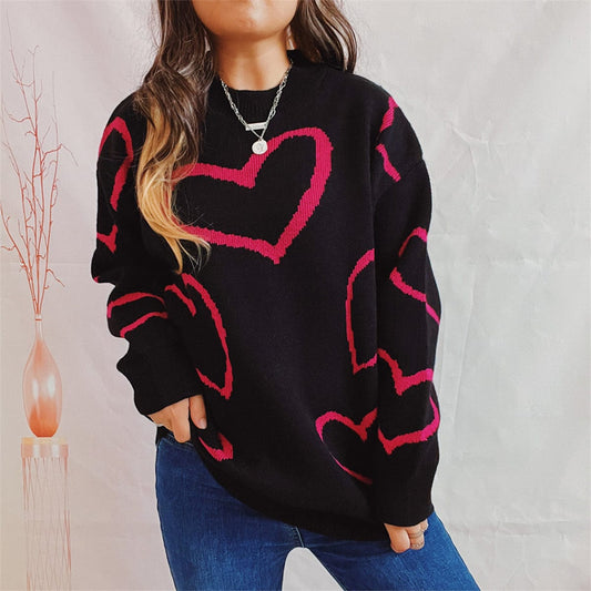 stylub Heart Pattern Long Sleeve Sweater