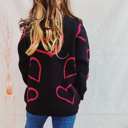 stylub Heart Pattern Long Sleeve Sweater