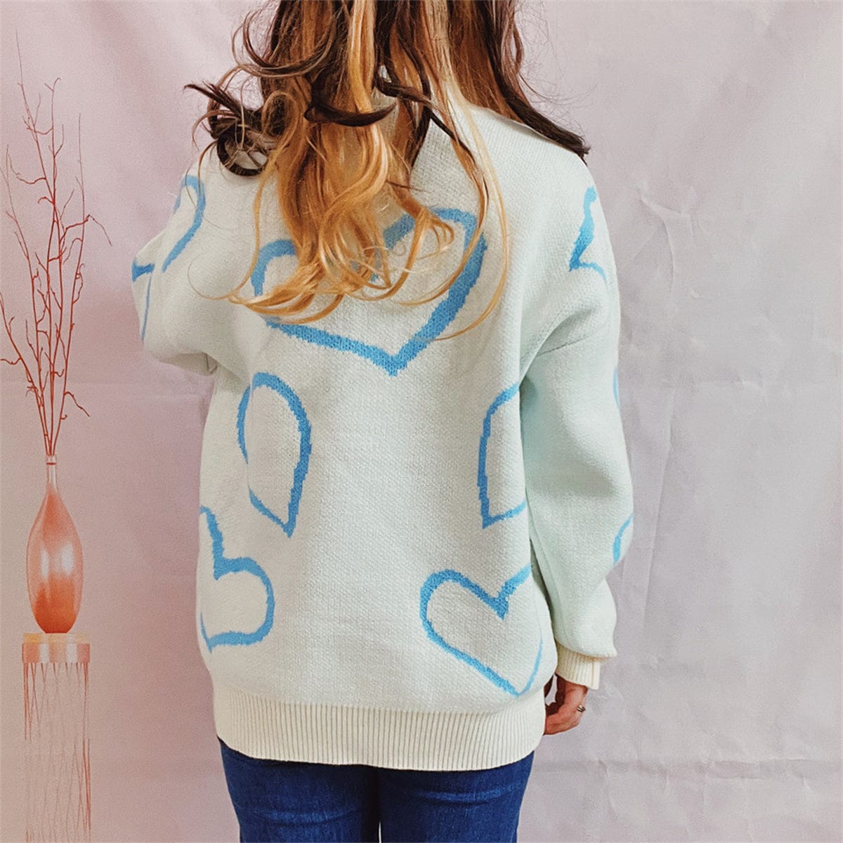 stylub Heart Pattern Long Sleeve Sweater