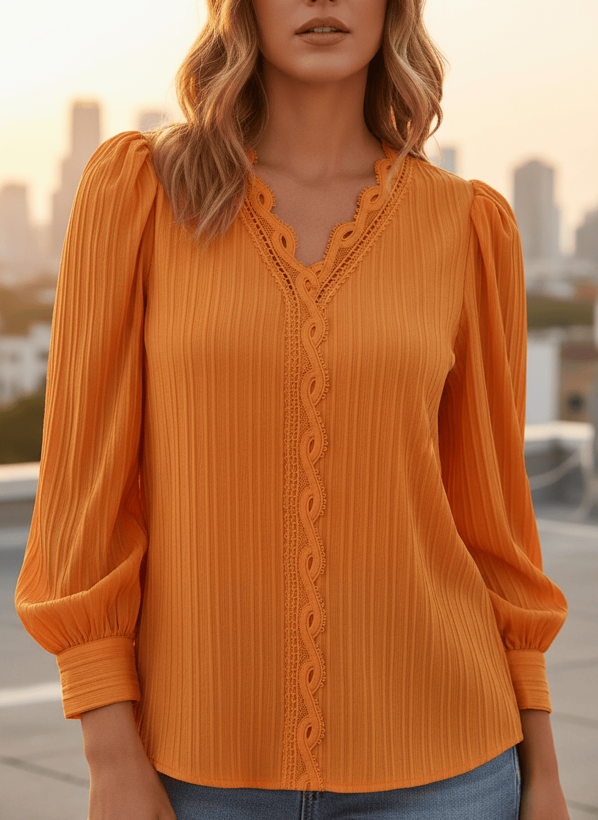 Stylub Hollow-Lace V-Neck Blouse — Looks Expensive, Feels Effortless