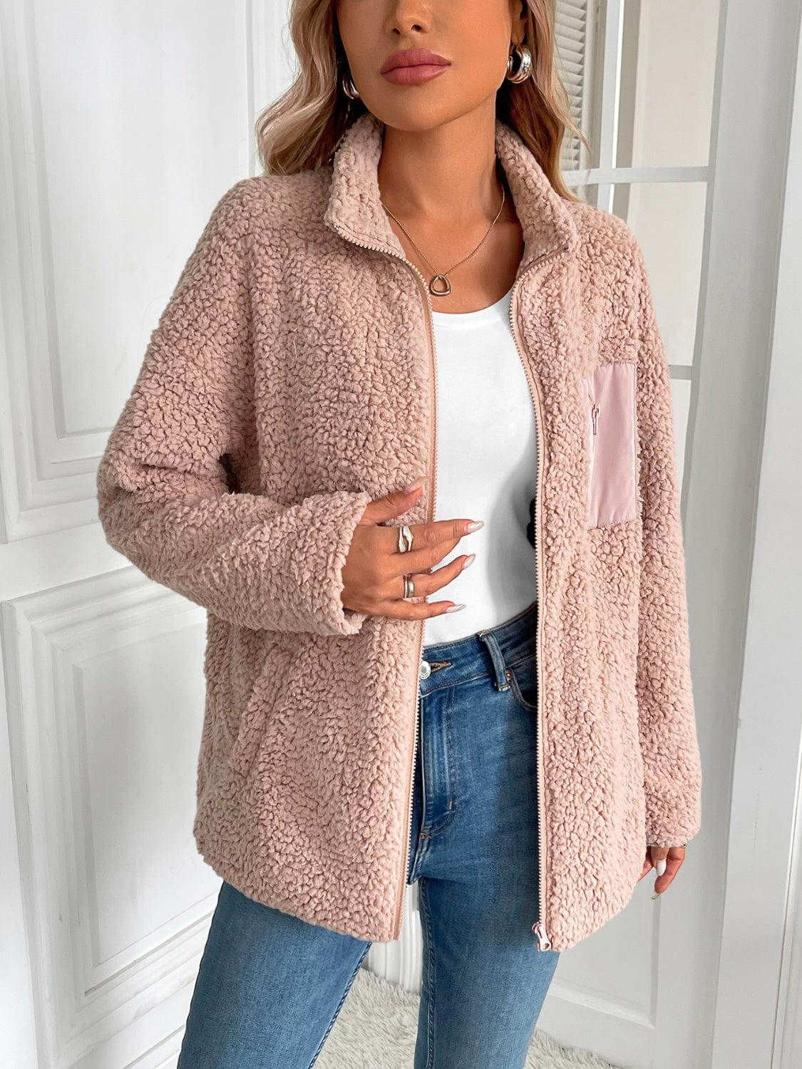 stylub Ivy Lane Zip Up Long Sleeve Fuzzy Jacket