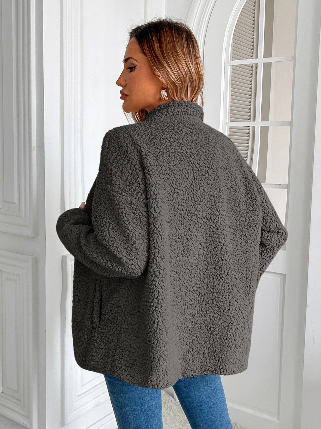 stylub Ivy Lane Zip Up Long Sleeve Fuzzy Jacket