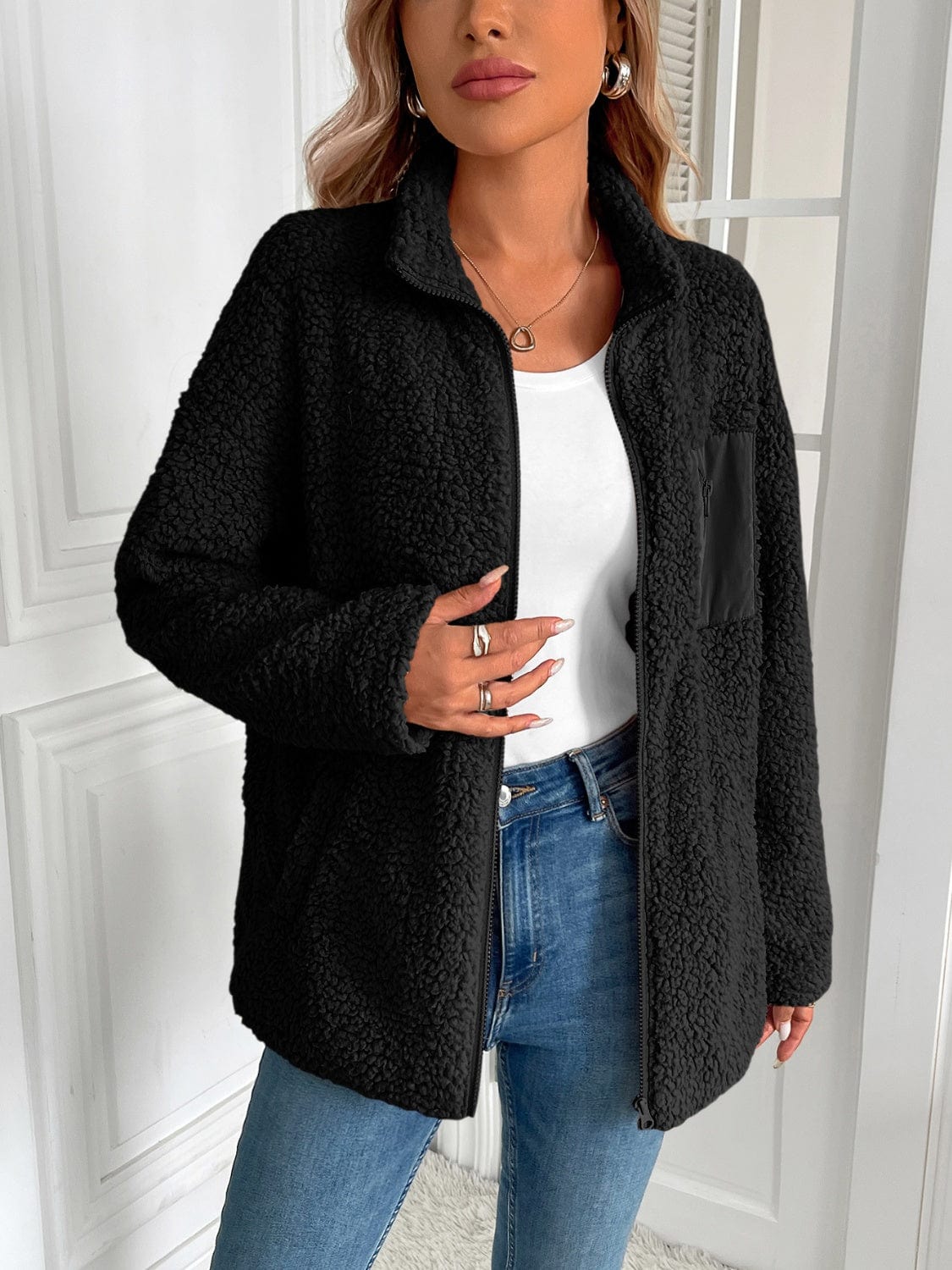 stylub Ivy Lane Zip Up Long Sleeve Fuzzy Jacket