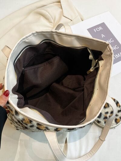 stylub Leopard Faux Fur Tote Bag with Coin Purse
