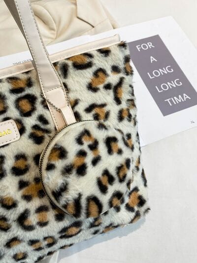 stylub Leopard Faux Fur Tote Bag with Coin Purse