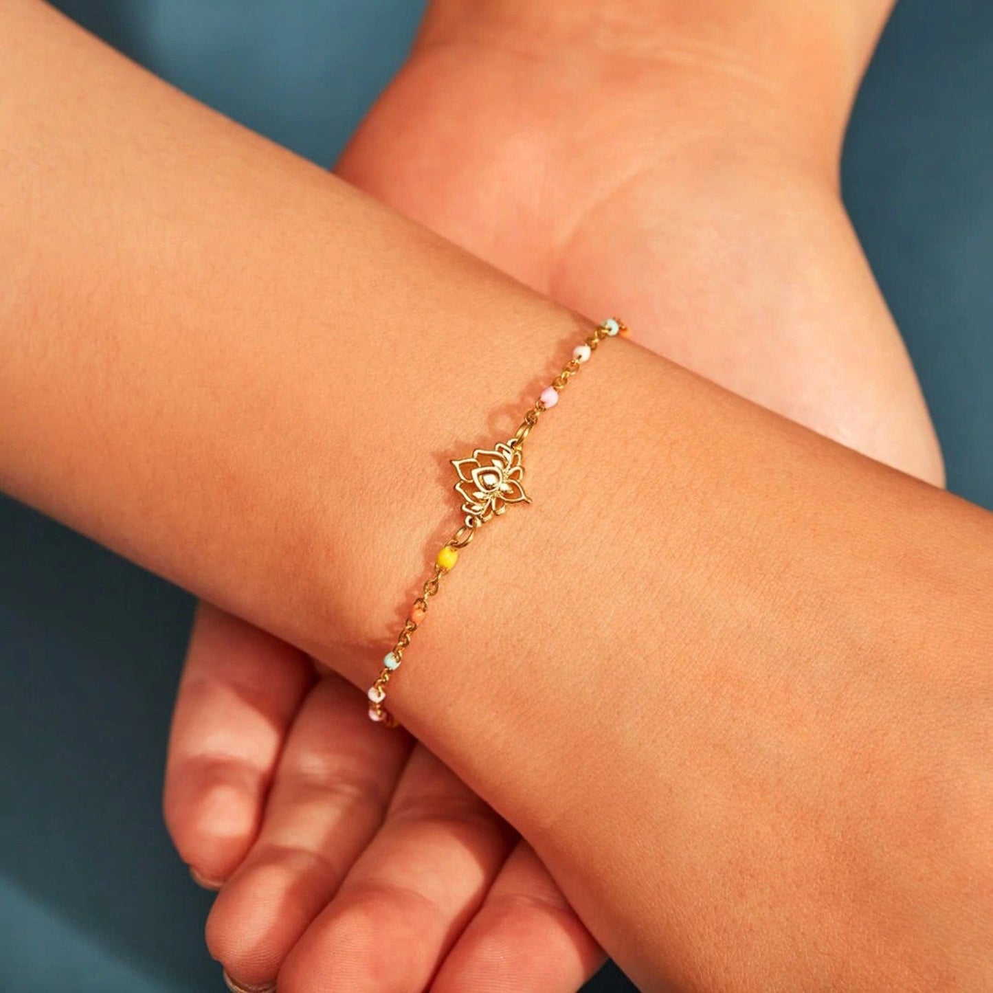 stylub Lotus Shape 18K Gold-Plated Bead Bracelet