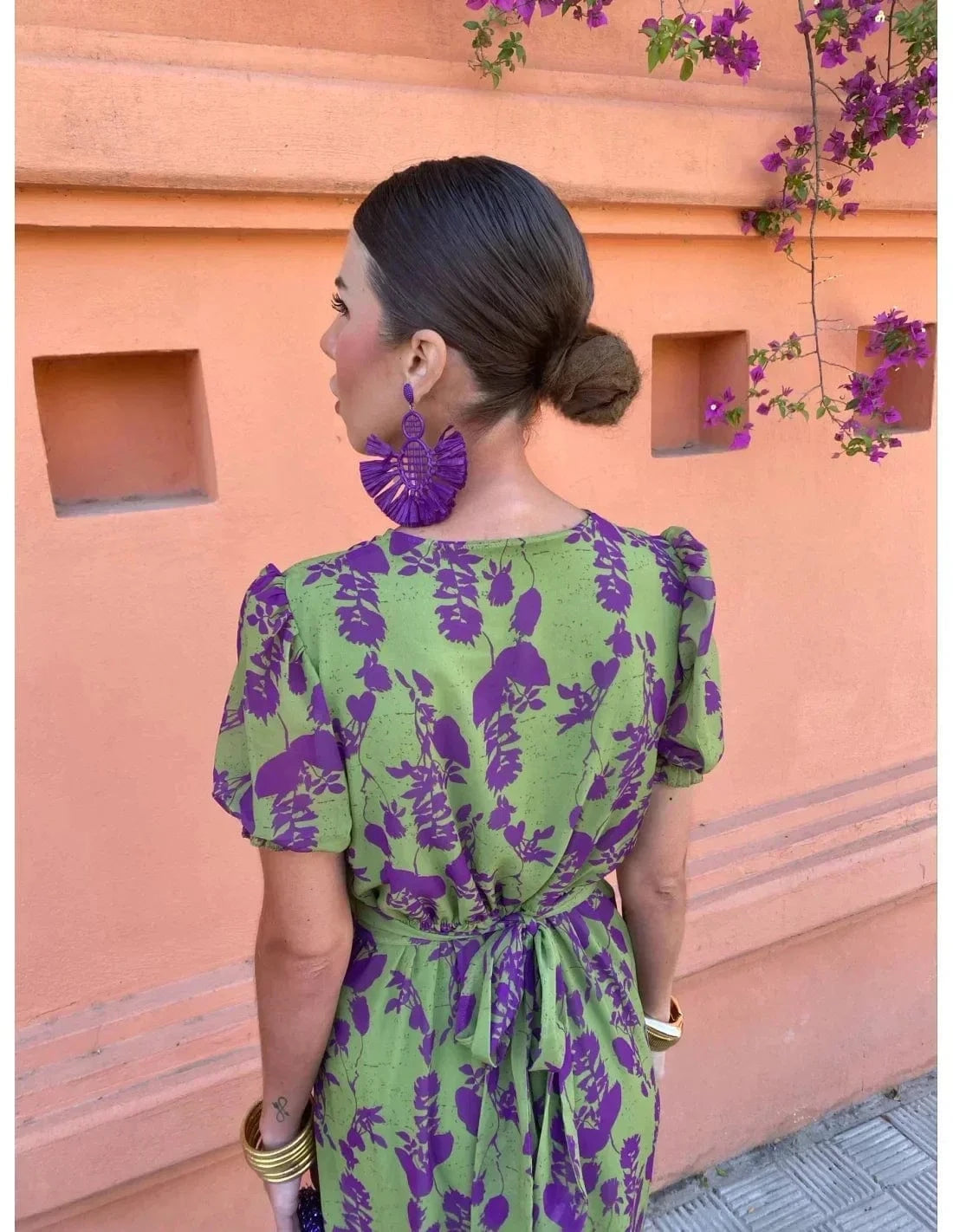 stylub Lucinda - Boho V-Neck Floral Pleated Dress