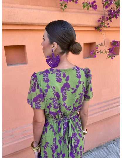 stylub Lucinda - Boho V-Neck Floral Pleated Dress