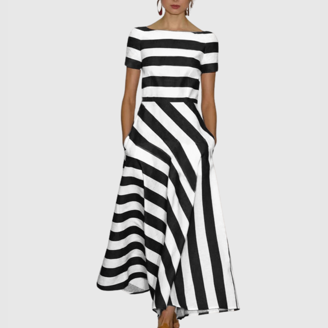 stylub Madeline - Vonda Striped Off-Shoulder Maxi Dress