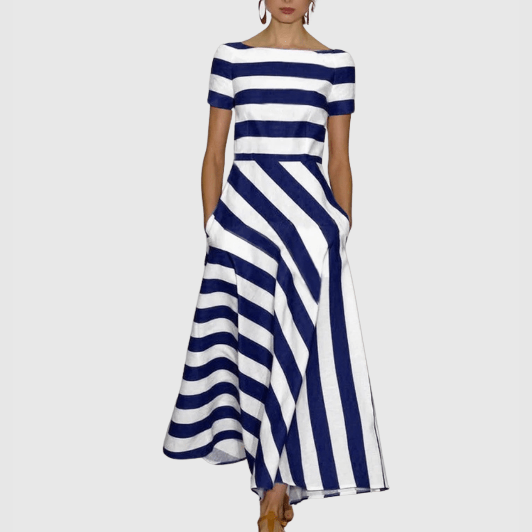 stylub Madeline - Vonda Striped Off-Shoulder Maxi Dress