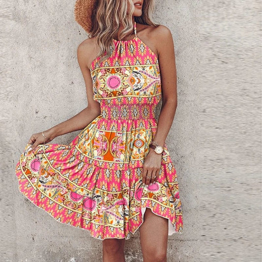 stylub Marlowe - Colorful Bohemian V-Neck Midi Dress
