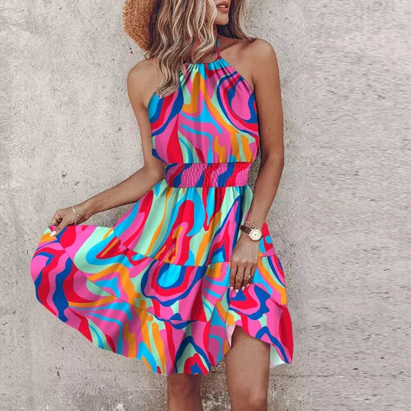 stylub Marlowe - Colorful Bohemian V-Neck Midi Dress