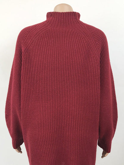 stylub Mock Neck Dropped Shoulder Sweater Dress