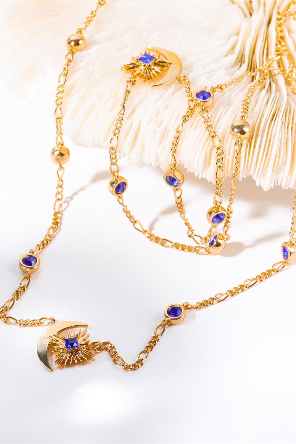 stylub Moon & Star Shape Zircon Pendant Necklace